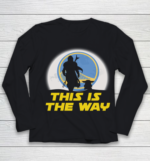Golden State Warriors NBA Basketball Star Wars Yoda And Mandalorian This Is The Way Youth Long Sleeve
