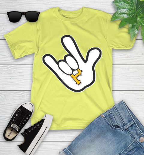 Pittsburgh Pirates MLB Baseball Mickey Rock Hand Disney Youth T-Shirt 8