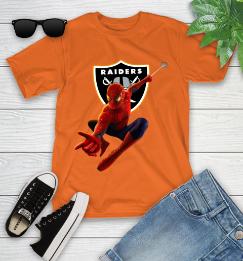 NFL Spider Man Avengers Endgame Football Oakland Raiders Youth T-Shirt 7