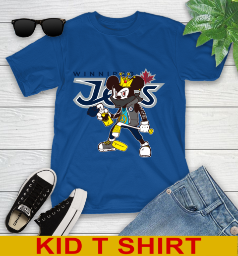 Winnipeg Jets NHL Hockey Mickey Peace Sign Sports Youth T-Shirt 9