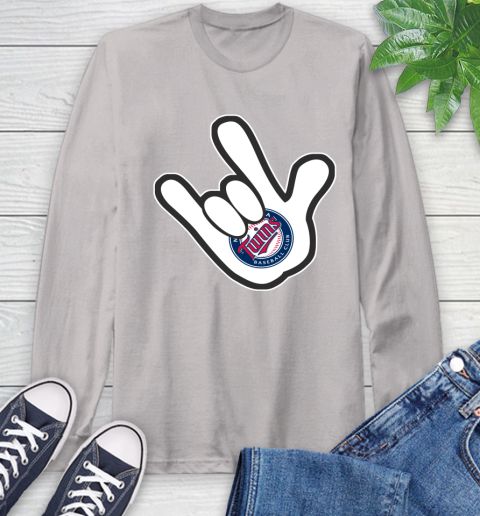 Minnesota Twins MLB Baseball Mickey Rock Hand Disney Long Sleeve T-Shirt 12