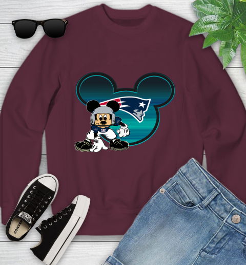 NFL New England Patriots Mickey Mouse Disney Football T Shirt Youth Sweatshirt 5