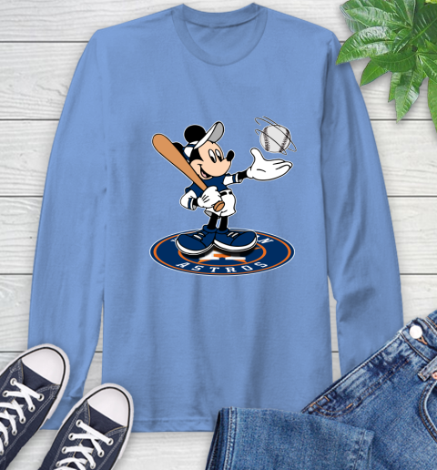 MLB Baseball Houston Astros Cheerful Mickey Disney Shirt Long Sleeve T-Shirt 12