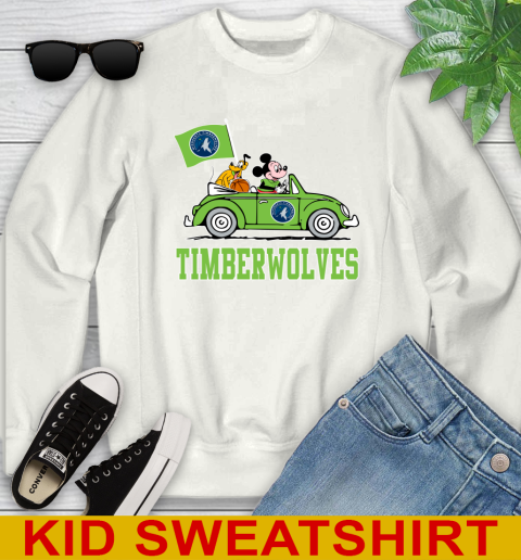 NBA Basketball Minnesota Timberwolves Pluto Mickey Driving Disney Shirt Youth Sweatshirt