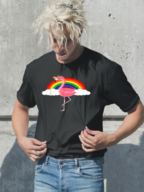 Pan Pansexual Flamingo Gay Rainbow Flag LGBTQ Cool LGBT Gift T-Shirt