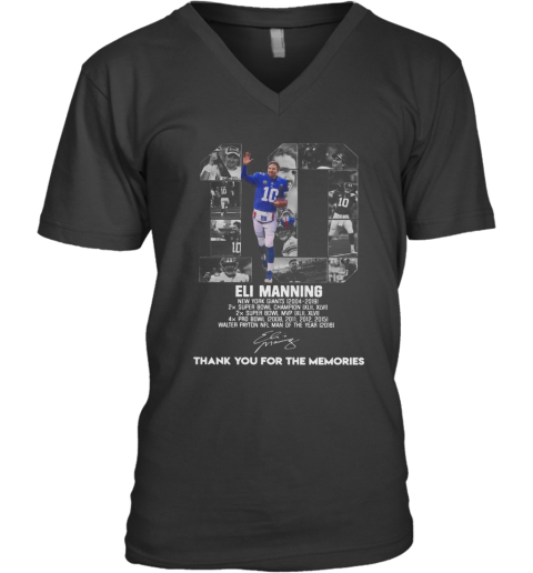 10 Eli Manning Thank You For The Memories Signature shirt V-Neck T-Shirt