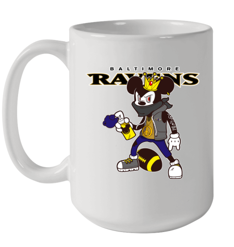 Baltimore Ravens NFL Football Mickey Peace Sign Sports Ceramic Mug 15oz