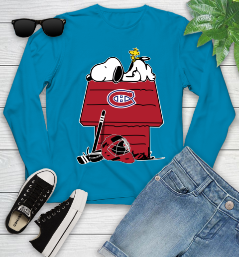 Montreal Canadiens NHL Hockey Snoopy Woodstock The Peanuts Movie Youth Long Sleeve 7