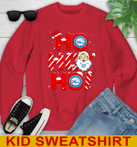 Philadelphia 76ers NBA Basketball Ho Ho Ho Santa Claus Merry Christmas Shirt Youth Sweatshirt 7
