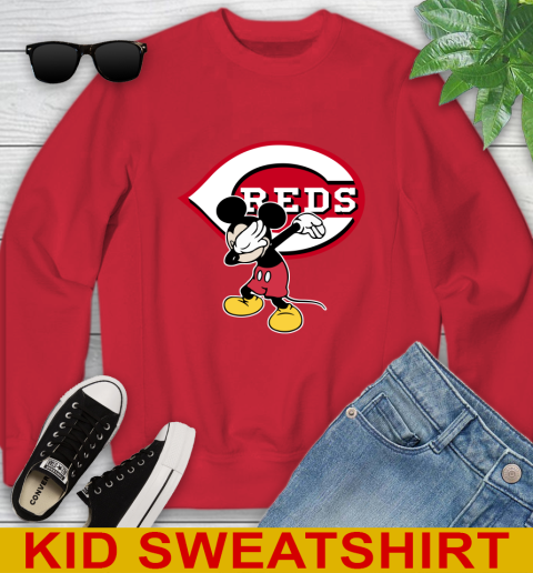 Cincinnati Reds MLB Baseball Dabbing Mickey Disney Sports Youth Sweatshirt 8