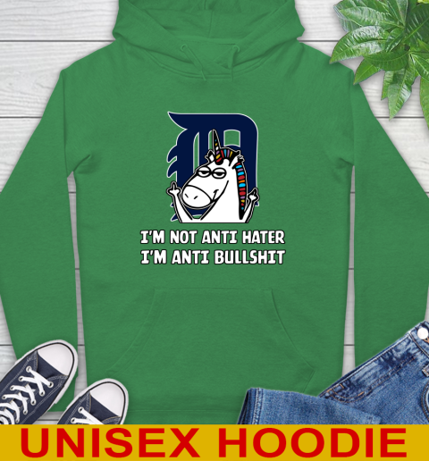 Detroit Tigers MLB Baseball Unicorn I'm Not Anti Hater I'm Anti Bullshit Hoodie 8