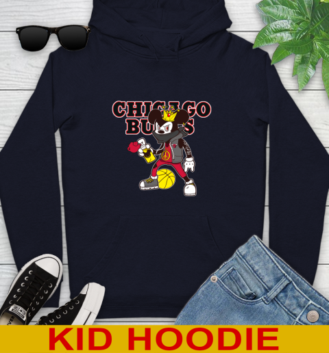 Chicago Bulls NBA Basketball Mickey Peace Sign Sports Youth Hoodie 4