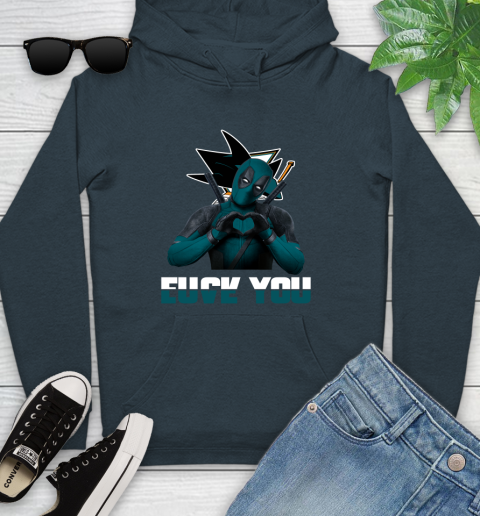 NHL San Jose Sharks Deadpool Love You Fuck You Hockey Sports Youth Hoodie 10