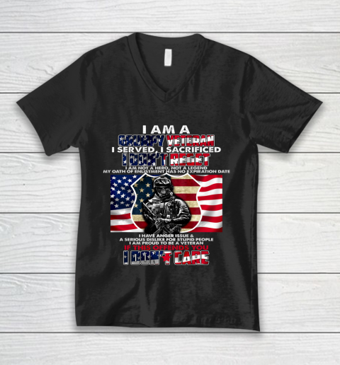 Veteran Shirt I Am A Grumpy Veteran I Served I Sacrificed V-Neck T-Shirt