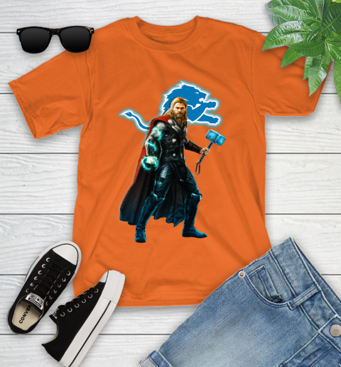 NFL Thor Avengers Endgame Football Detroit Lions Youth T-Shirt 7