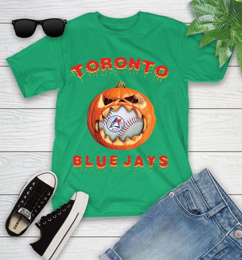 MLB Toronto Blue Jays Halloween Pumpkin Baseball Sports Youth T-Shirt 6