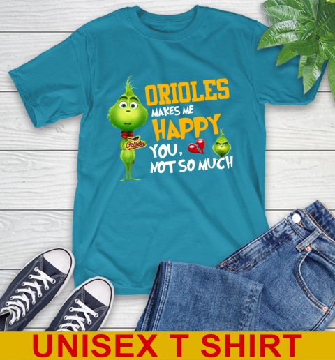 MLB Baltimore Orioles Makes Me Happy You Not So Much Grinch Baseball Sports T-Shirt 9