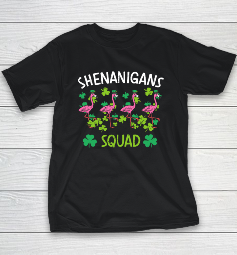 Shenanigans Squad Irish Flamingo St Patricks Day Bird Animal Youth T-Shirt