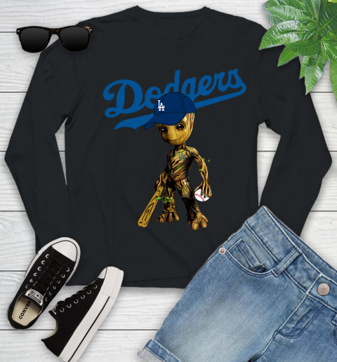MLB Los Angeles Dodgers Groot Guardians Of The Galaxy Baseball Youth Long Sleeve 2