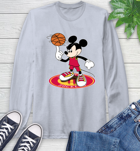 NBA Basketball Houston Rockets Cheerful Mickey Disney Shirt Long Sleeve T-Shirt 6