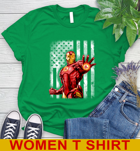 Boston Red Sox MLB Baseball Iron Man Avengers American Flag Shirt Women's T-Shirt 7