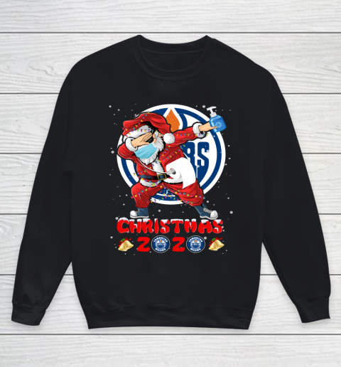 Edmonton Oilers Funny Santa Claus Dabbing Christmas 2020 NHL Youth Sweatshirt