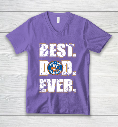 NHL New York Islanders Hockey Best Dad Ever Family Shirt V-Neck T-Shirt 8
