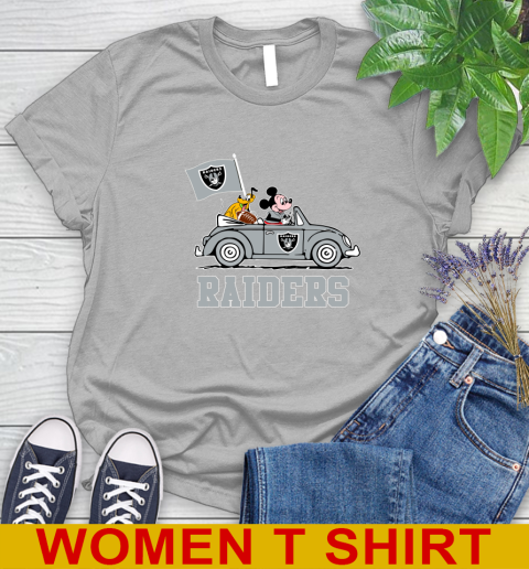 NFL Football Oakland Raiders Pluto Mickey Driving Disney Shirt Women's T-Shirt 5