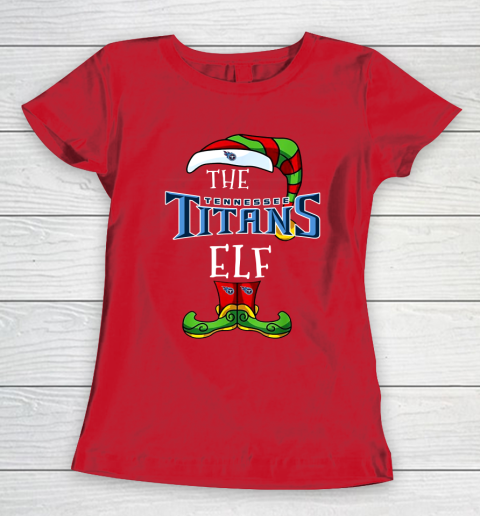Tennessee Titans Christmas ELF Funny NFL Women's T-Shirt 9
