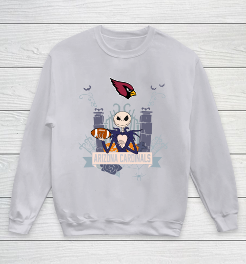 NFL Arizona Cardinals Football Jack Skellington Halloween Youth Sweatshirt 3