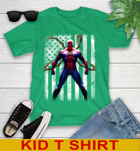 NBA Basketball Houston Rockets Spider Man Avengers Marvel American Flag Shirt Youth T-Shirt 7