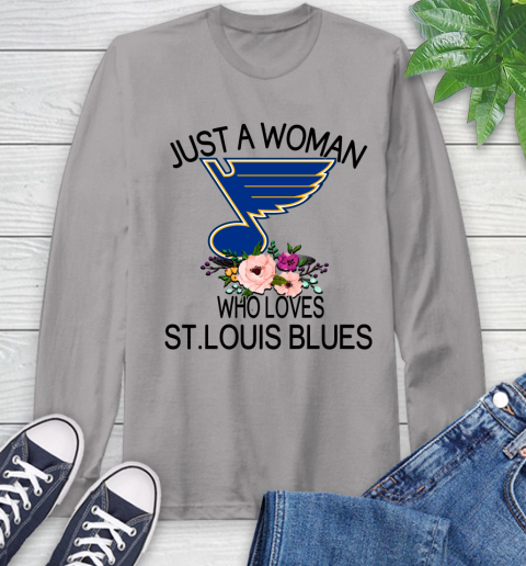 NHL Just A Woman Who Loves St.Louis Blues Hockey Sports Long Sleeve T-Shirt 4