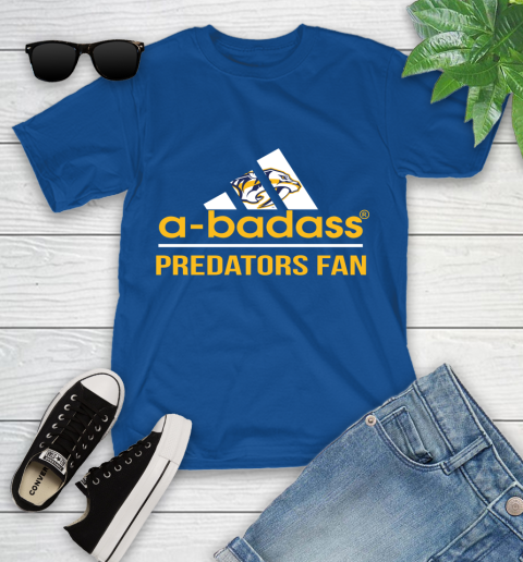 NHL A Badass Nashville Predators Fan Adidas Hockey Sports Youth T-Shirt 12