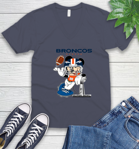 NFL Denver Broncos Mickey Mouse Disney Super Bowl Football T Shirt V-Neck T-Shirt 19