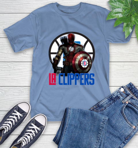 LA Clippers NBA Basketball Captain America Thor Spider Man Hawkeye Avengers T-Shirt 11