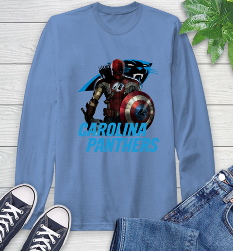 NFL Captain America Thor Spider Man Hawkeye Avengers Endgame Football Carolina Panthers Long Sleeve T-Shirt 11