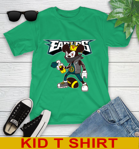 Philadelphia Eagles NFL Football Mickey Peace Sign Sports Youth T-Shirt 6