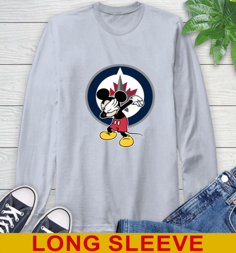 Winnipeg Jets NHL Hockey Dabbing Mickey Disney Sports Long Sleeve T-Shirt 6