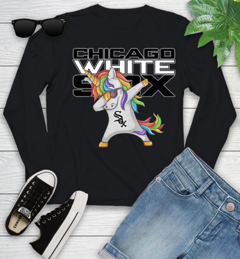 Chicago White Sox MLB Baseball Funny Unicorn Dabbing Sports Youth Long Sleeve 2