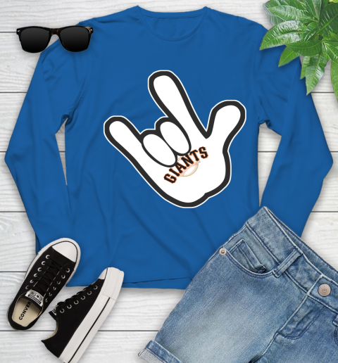 San Francisco Giants MLB Baseball Mickey Rock Hand Disney Youth Long Sleeve 9