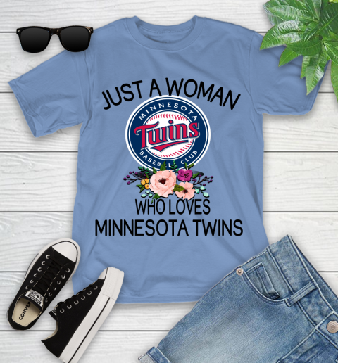 MLB Just A Woman Who Loves Minnesota Twins Baseball Sports Youth T-Shirt 9