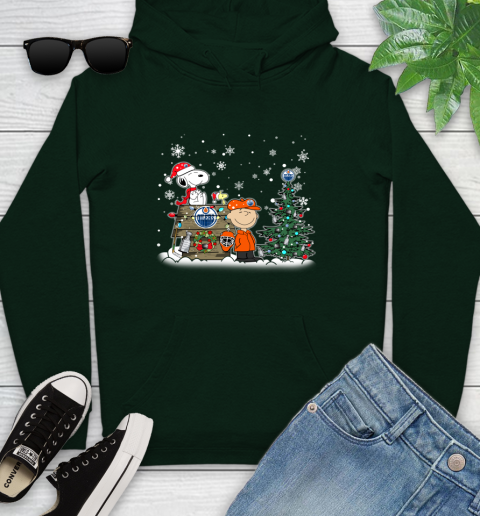 NHL Edmonton Oilers Snoopy Charlie Brown Woodstock Christmas Stanley Cup Hockey Youth Hoodie 14