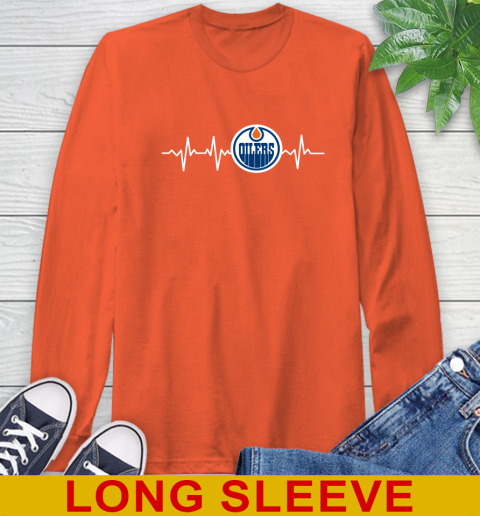 Edmonton Oilers NHL Hockey Heart Beat Shirt Long Sleeve T-Shirt 4