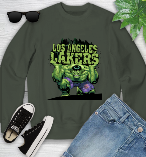 Los Angeles Lakers NBA Basketball Incredible Hulk Marvel Avengers Sports Youth Sweatshirt 10