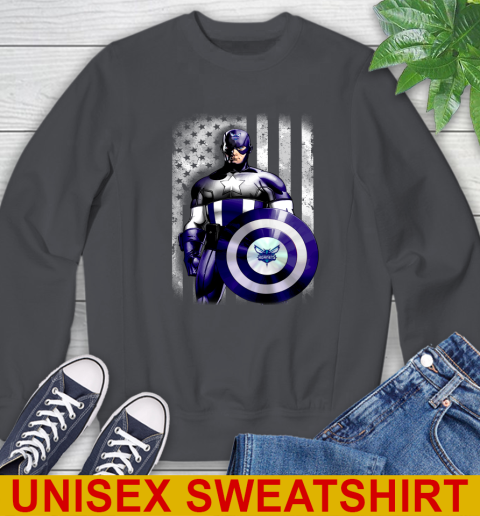 Charlotte Hornets NBA Basketball Captain America Marvel Avengers American Flag Shirt Sweatshirt 7