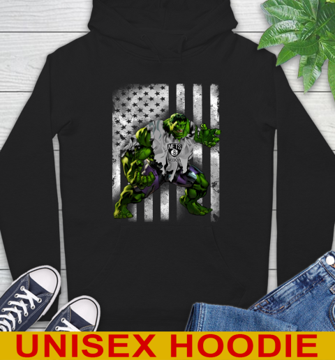 Brooklyn Nets Hulk Marvel Avengers NBA Basketball American Flag Hoodie