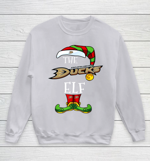 Anaheim Ducks Christmas ELF Funny NHL Youth Sweatshirt 3