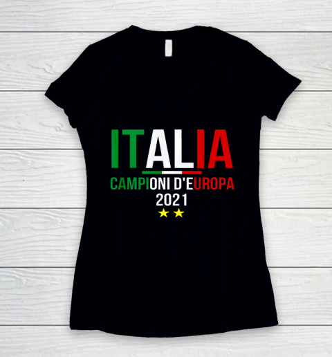 Italy Soccer Jersey Shirt Italy Champions of Europe 2021 Women's V-Neck T-Shirt