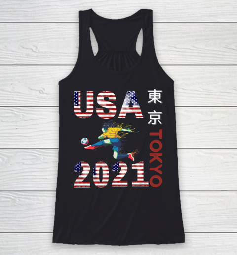 Tokyo Olympics 2021 USA Team Soccer American Flag Racerback Tank