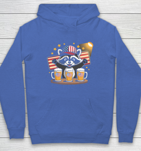 Raccoon red white and brew Funny Independence Day 4th of July Hoodie 5